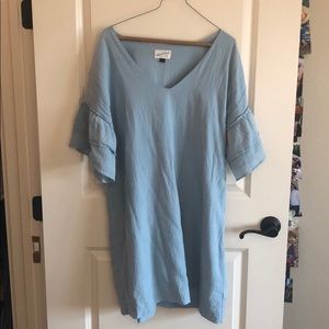 Light Blue Ruffled Sleeve Dress